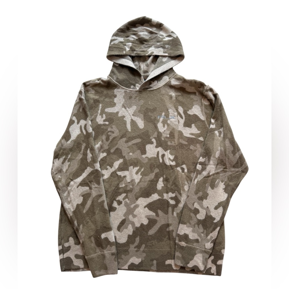 Ralph Lauren Men's Camo Crewneck Hoodie - Olive & Tan
